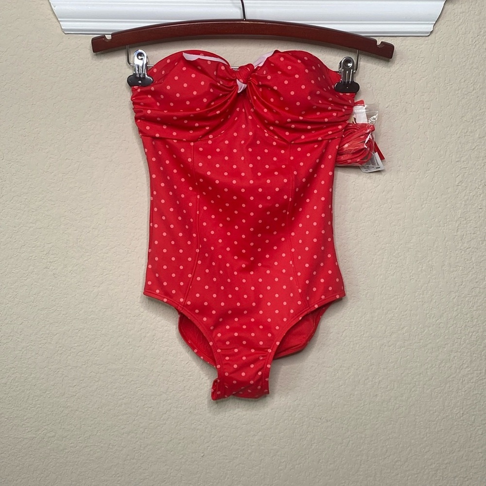 SPANX SwimSuit Fruit Punch Polka Dot Size 8